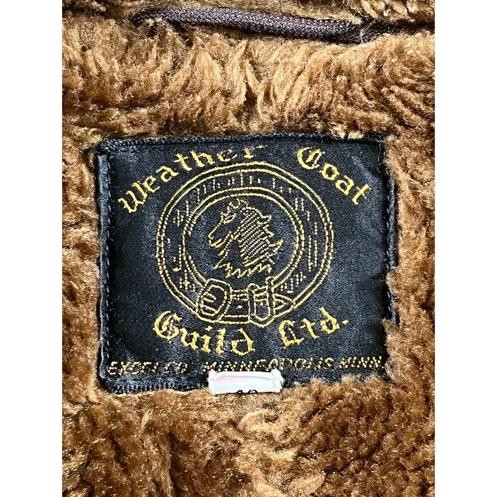 Vintage Weather Coat Guild Ltd Field Jacket Mens 40 Tan Good Faux Fur Lined